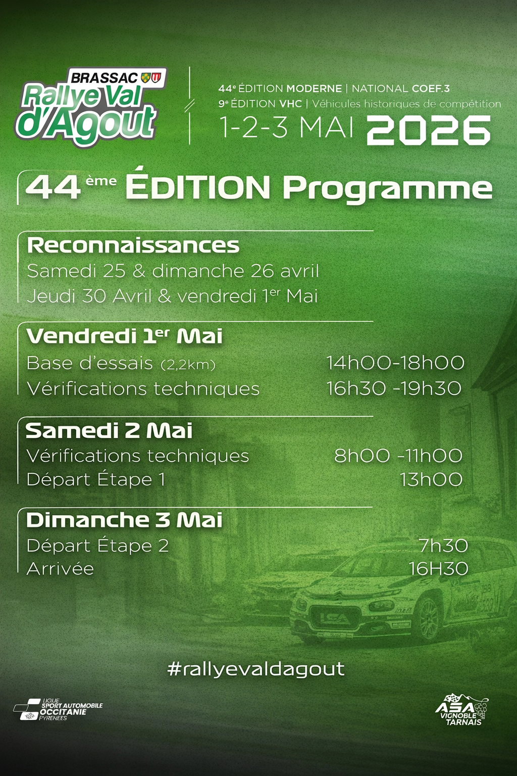 Programme rallye val d'agout 2026